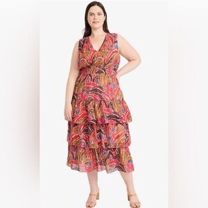 The Good Journey Multicolor Sleeveless Tiered Dress women’s size 16-NWT